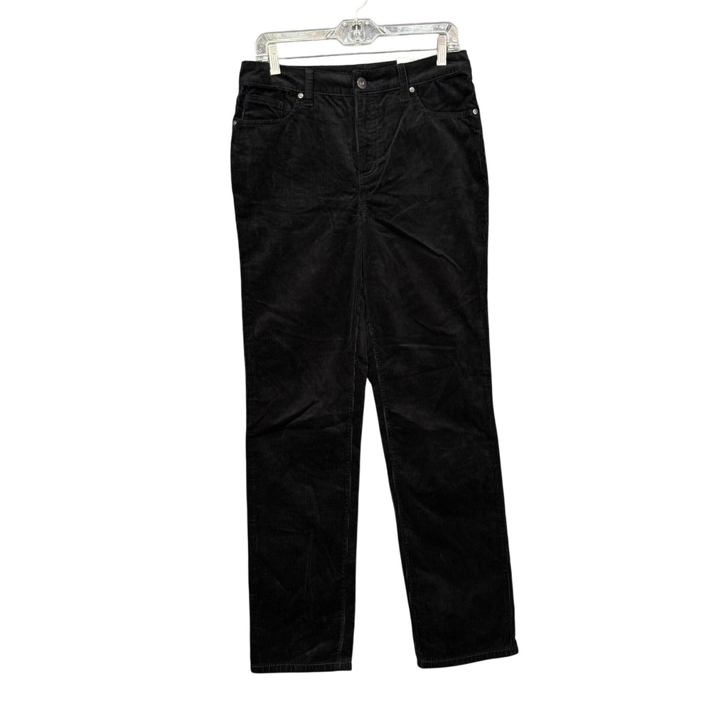 Style & Co Corduroy Pants Women 6 Black Straight Leg Stretch Casual Classic NWT